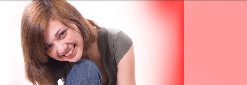 girl with red background